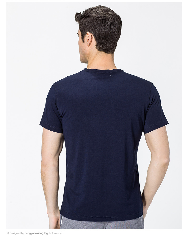 V领短袖t恤男 中青年男士纯色打底衫2019夏季新款半袖体恤(图10)