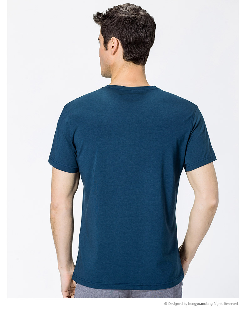 V领短袖t恤男 中青年男士纯色打底衫2019夏季新款半袖体恤(图37)