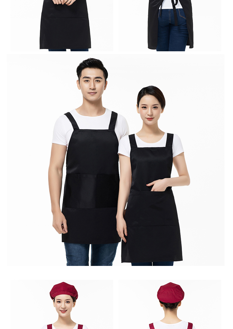围裙女时尚工作服帆布漂亮韩版家用厨房美甲店咖啡厅带兜上班定制(图14)