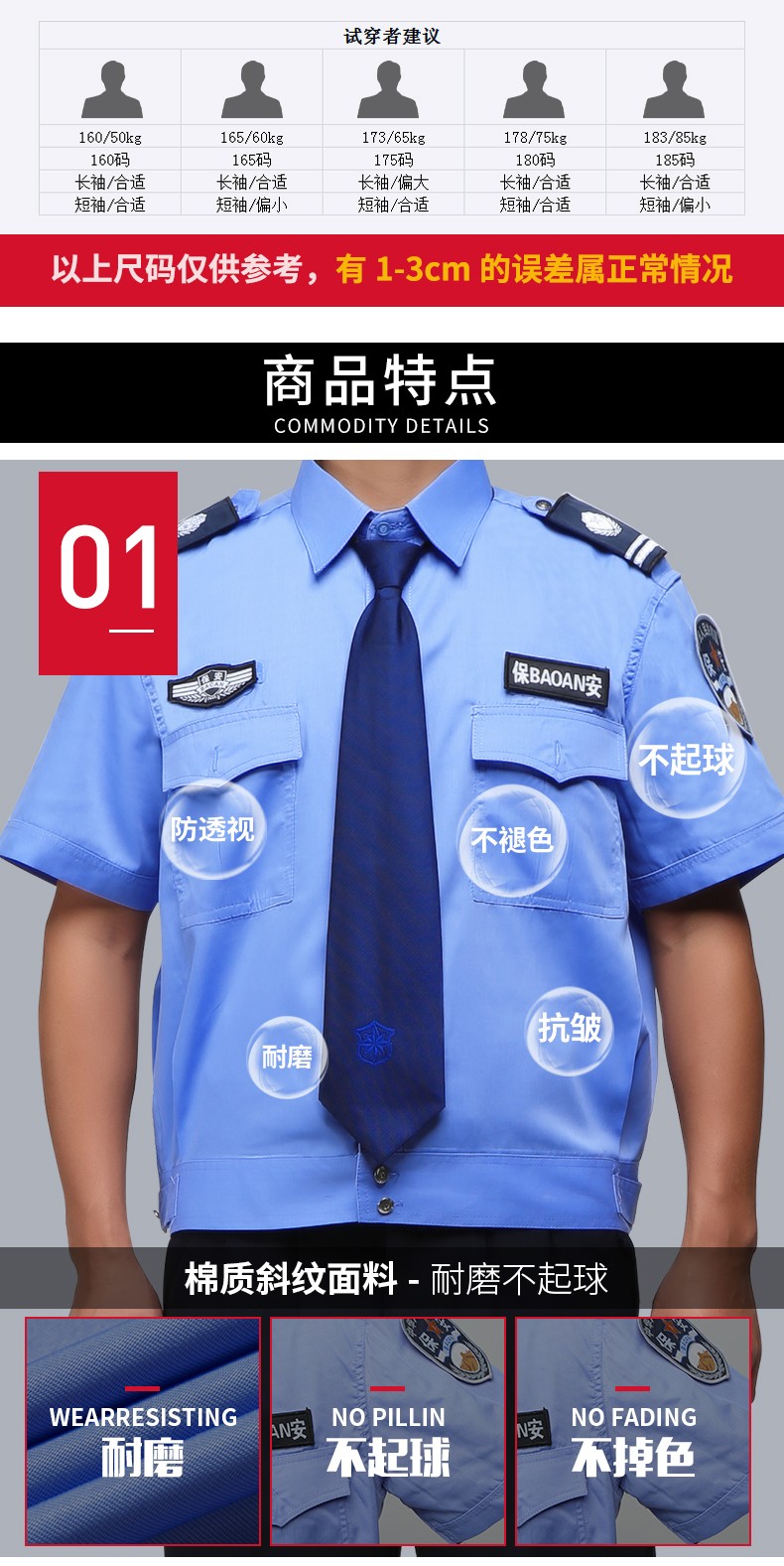 保安制服短袖衬衣2011新式物业安保服夏季夏装衣服男女工作服套装(图4)