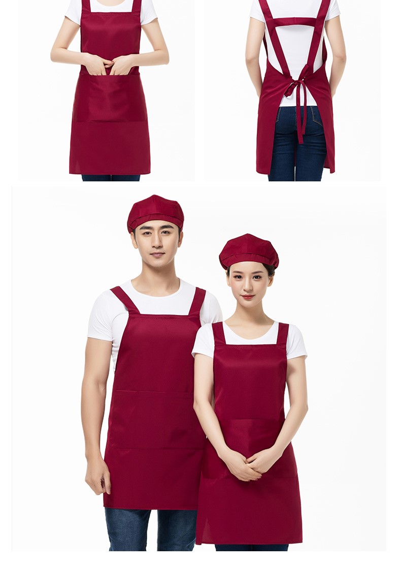 围裙女时尚工作服帆布漂亮韩版家用厨房美甲店咖啡厅带兜上班定制(图15)