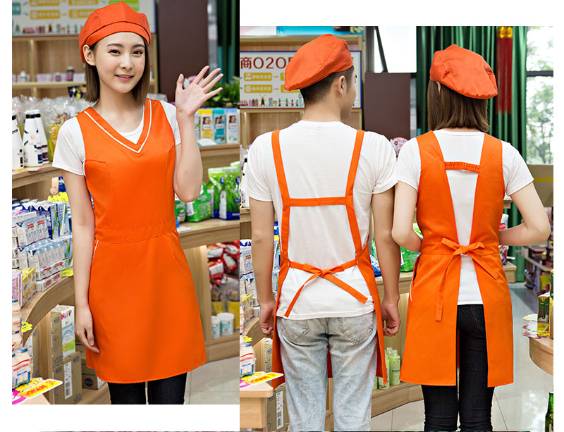奶茶店美容养生超市餐厅围裙定制logo印字服务员工作服背心带韩版(图11)