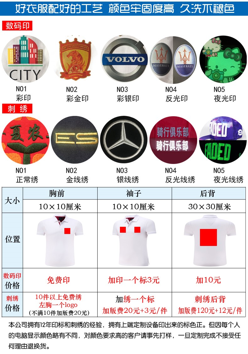 班服同学聚会衣服定制广告POLO衫t 恤夏季短袖印字logo纯棉工作服(图6)