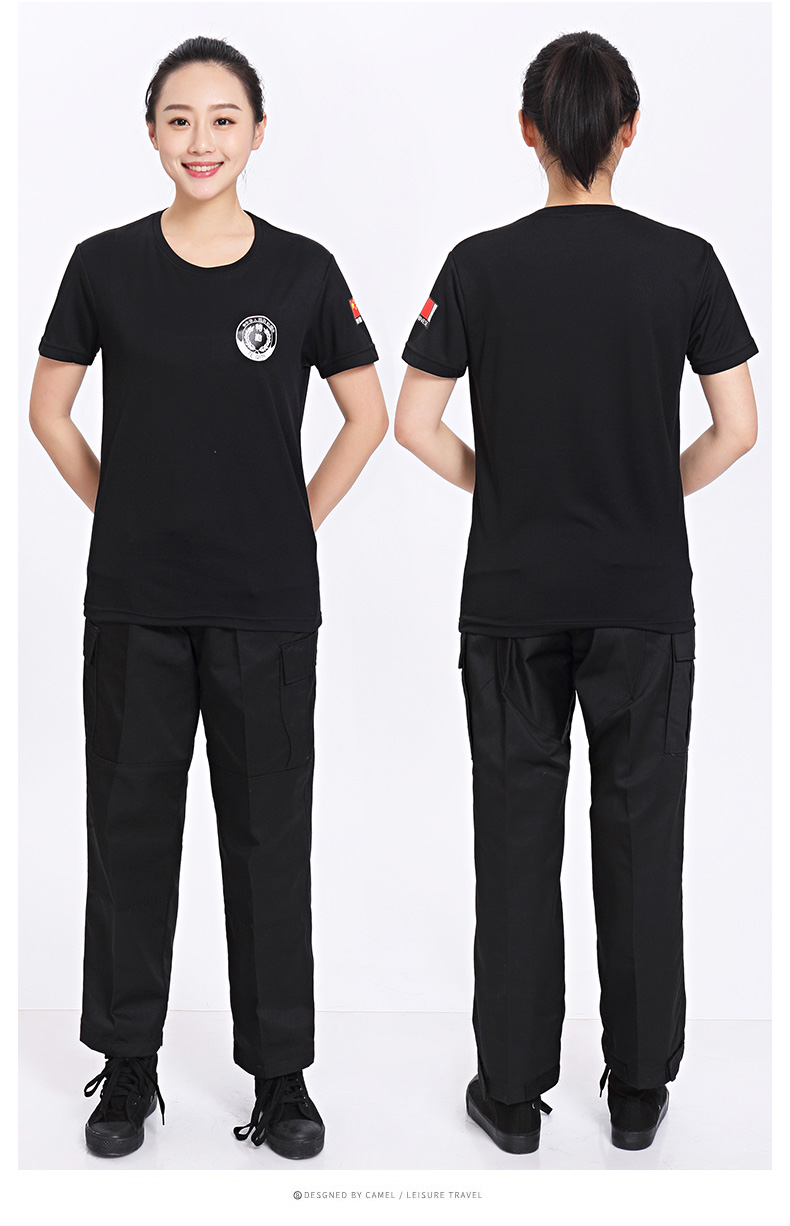 保安服短袖T恤黑色作训服夏季工作服上衣定制(图6)