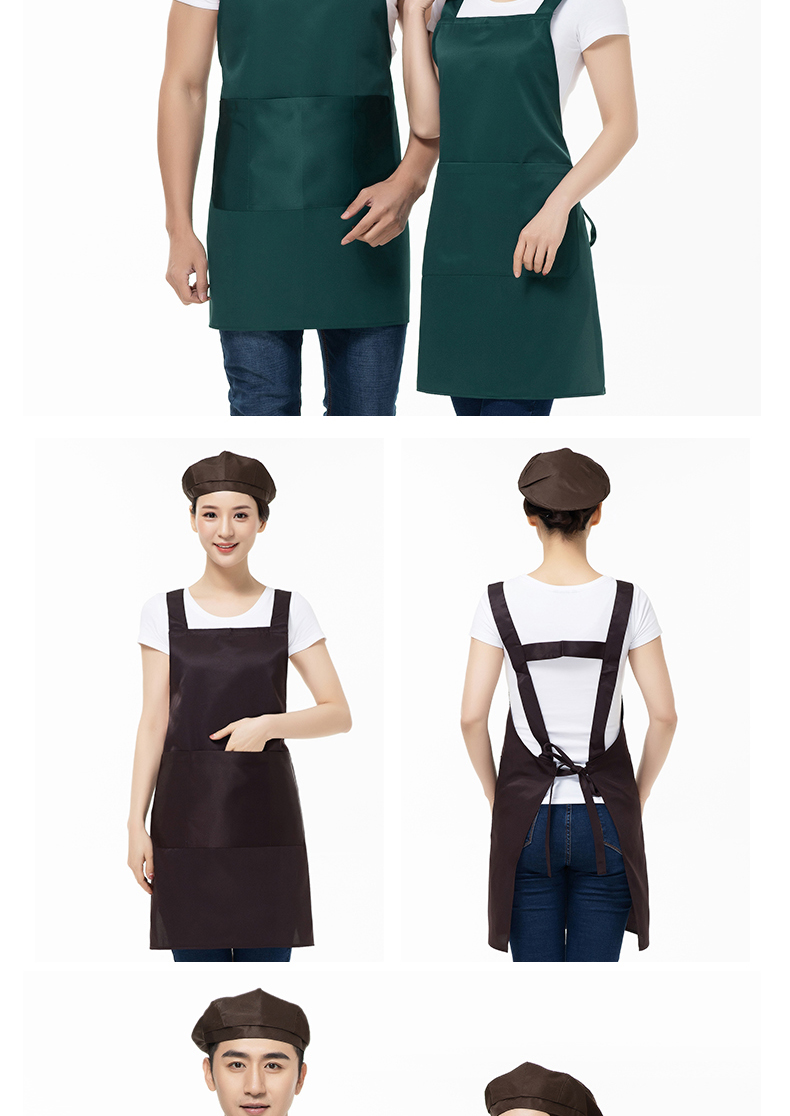 围裙女时尚工作服帆布漂亮韩版家用厨房美甲店咖啡厅带兜上班定制(图11)