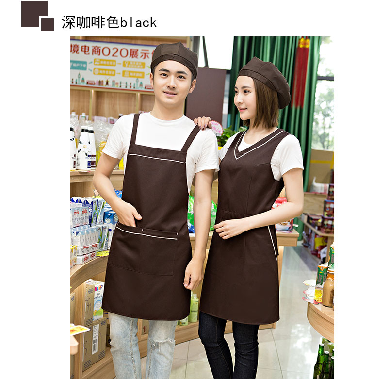 奶茶店美容养生超市餐厅围裙定制logo印字服务员工作服背心带韩版(图22)