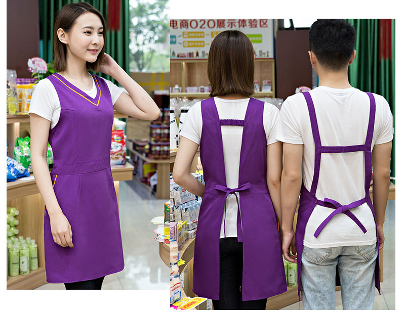 奶茶店美容养生超市餐厅围裙定制logo印字服务员工作服背心带韩版(图15)
