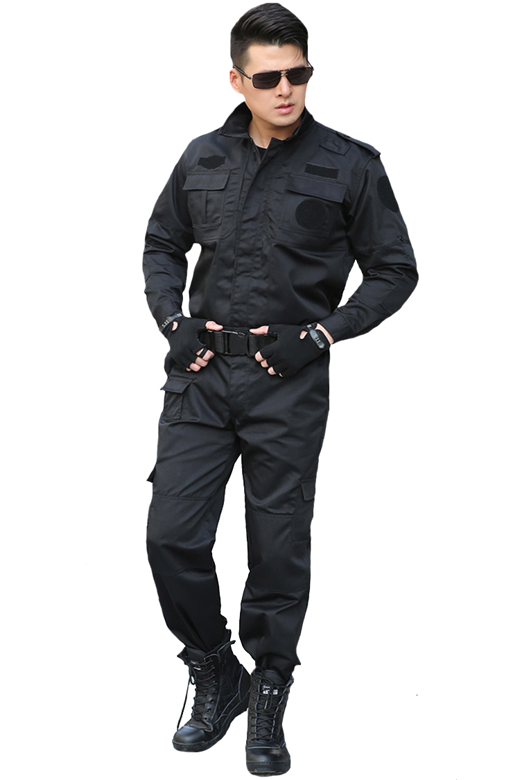 保安工作服套装男长袖春秋冬作训服黑色物业保安制服训练服保安服(图6)