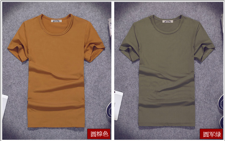 2019夏季男士短袖T恤V领纯色体恤打底衫紧身半袖大码男装纯黑色潮(图30)