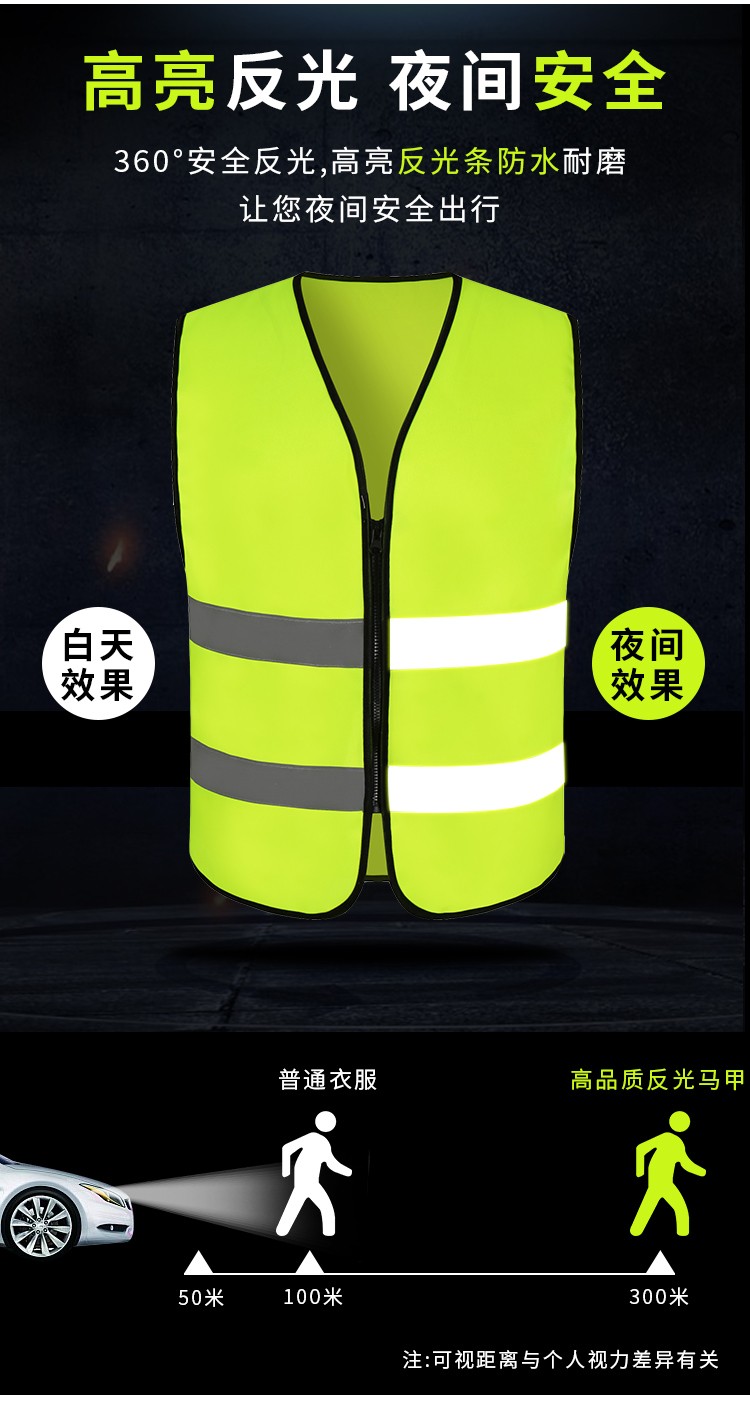 环卫交通驾驶员安全防护夜间外套反光衣马甲定制荧光背心服可印字(图4)