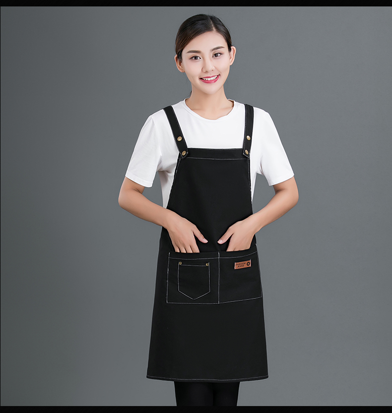 牛仔布料围裙定制logo咖啡店男女韩版时尚家用厨房理发店工作服(图19)