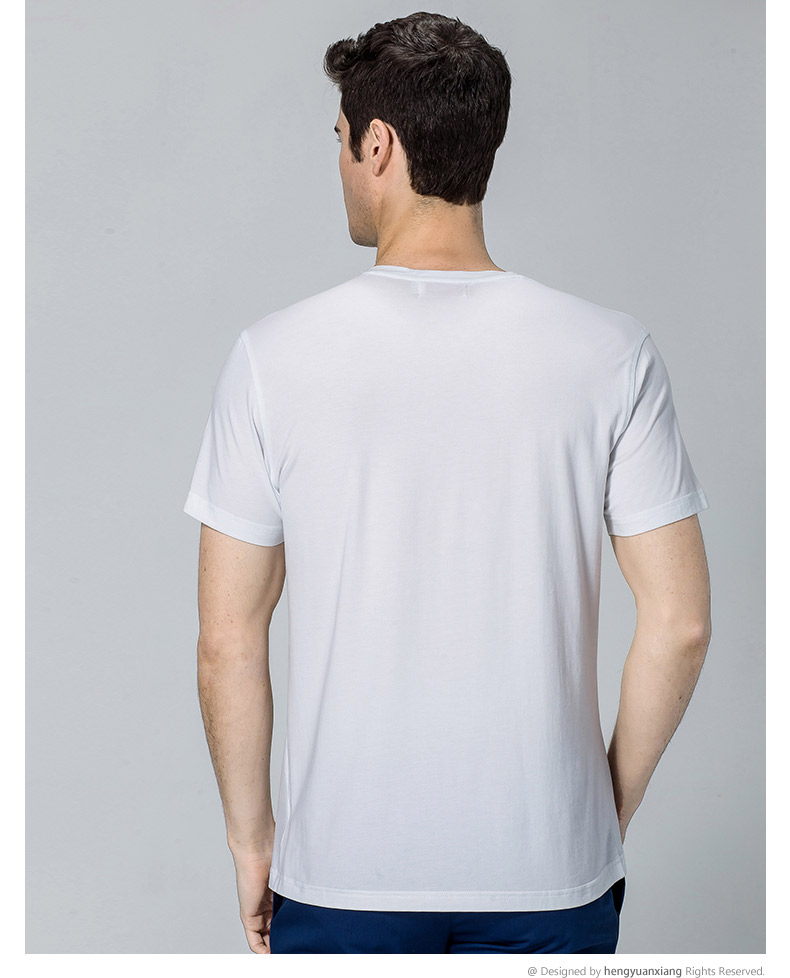 V领短袖t恤男 中青年男士纯色打底衫2019夏季新款半袖体恤(图22)