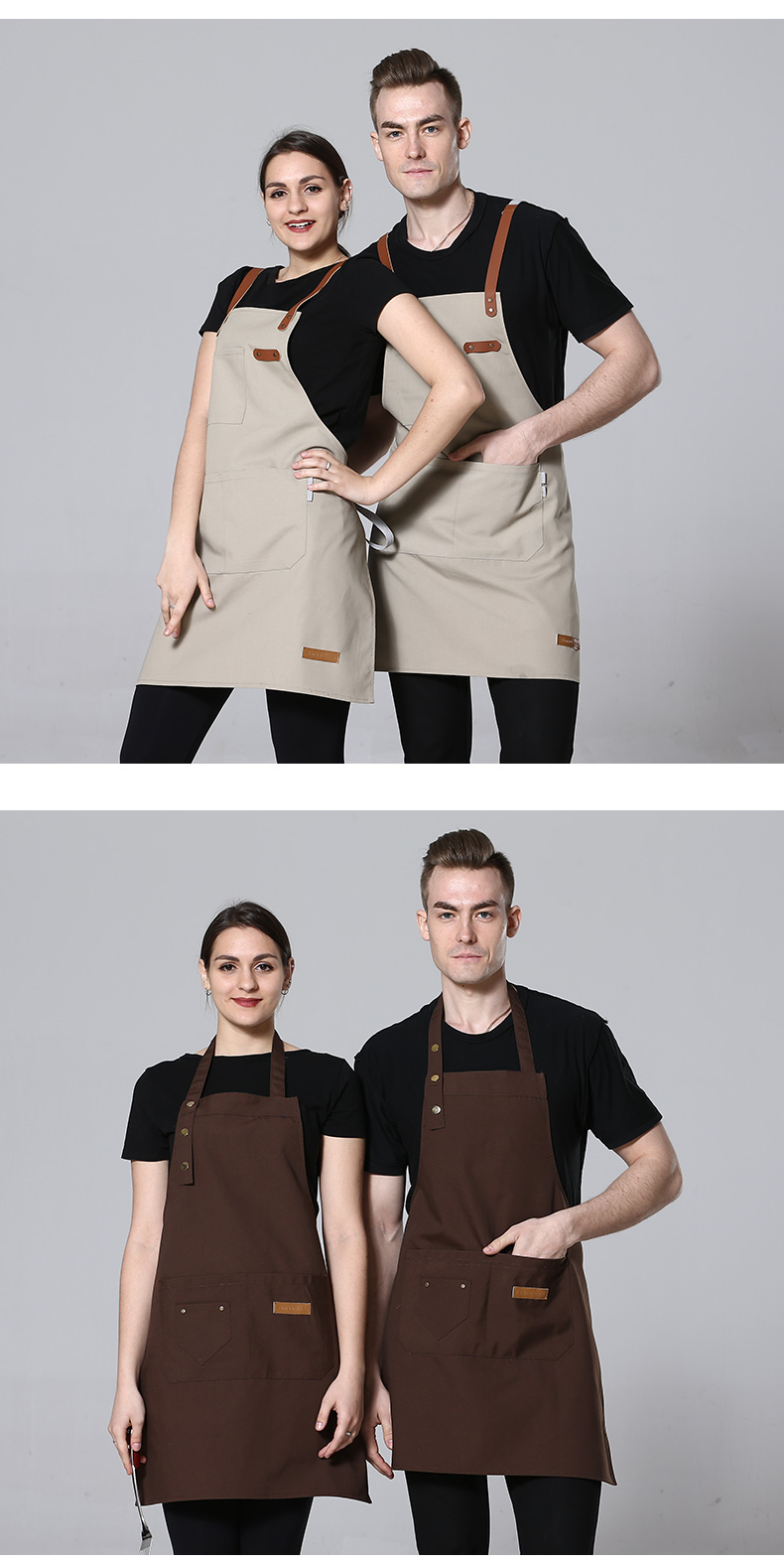 韩版时尚牛仔帆布围裙定制印字LOGO奶茶咖啡蛋糕店烘焙美甲工作(图13)