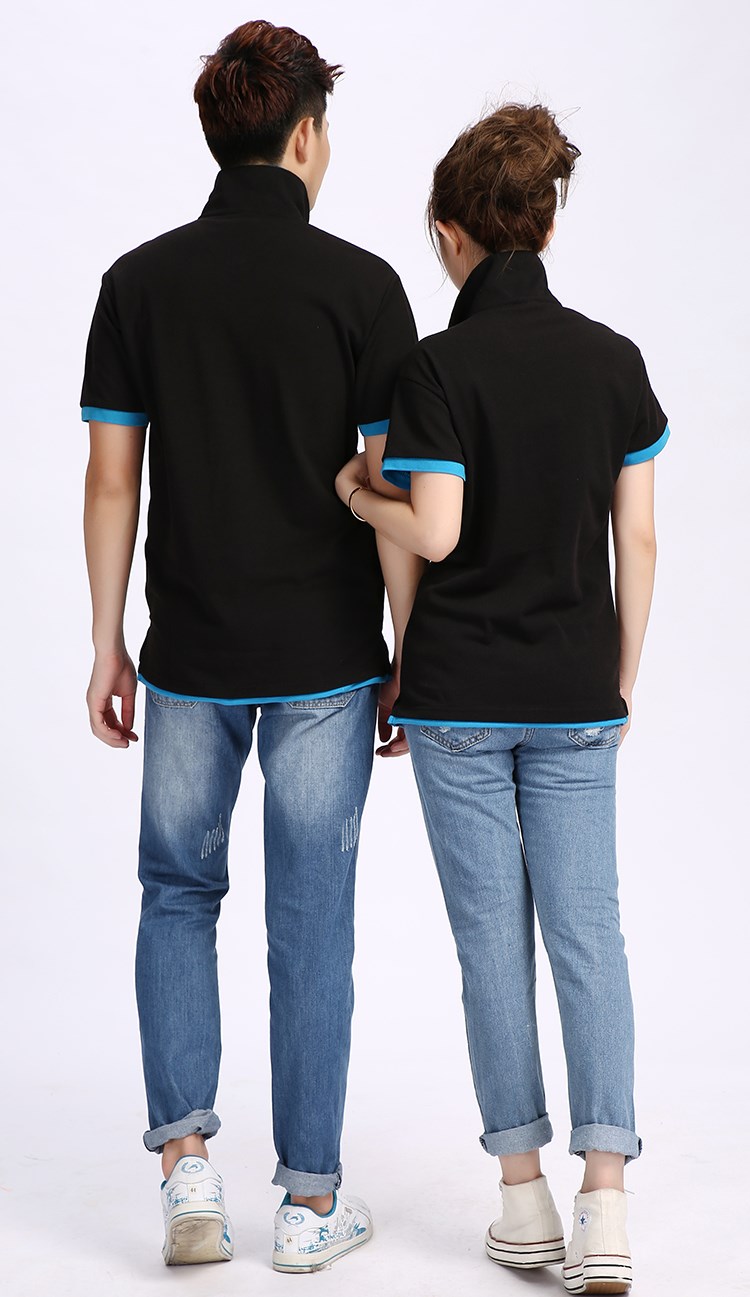POLO衫定制双领韩版时尚男女短袖T恤可立领订做学生班服工作服装(图3)