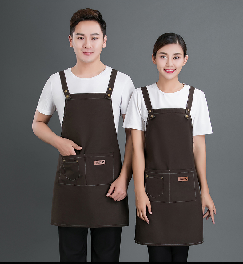 牛仔布料围裙定制logo咖啡店男女韩版时尚家用厨房理发店工作服(图15)
