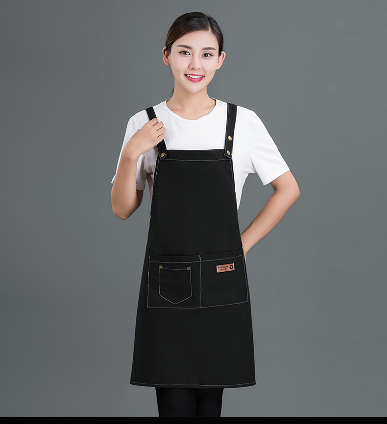 牛仔布料围裙定制logo咖啡店男女韩版时尚家用厨房理发店工作服(图17)
