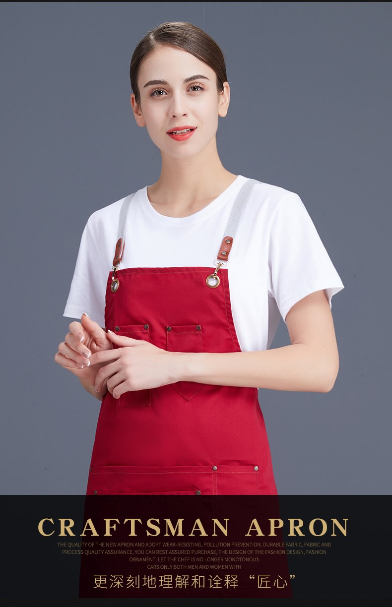 帆布牛仔围裙 韩版工作服厨房女定制logo定做网咖花店咖啡店印字(图3)