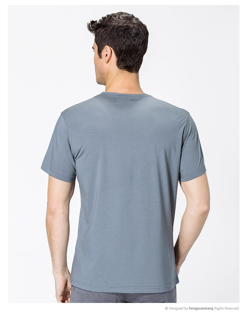 V领短袖t恤男 中青年男士纯色打底衫2019夏季新款半袖体恤(图34)