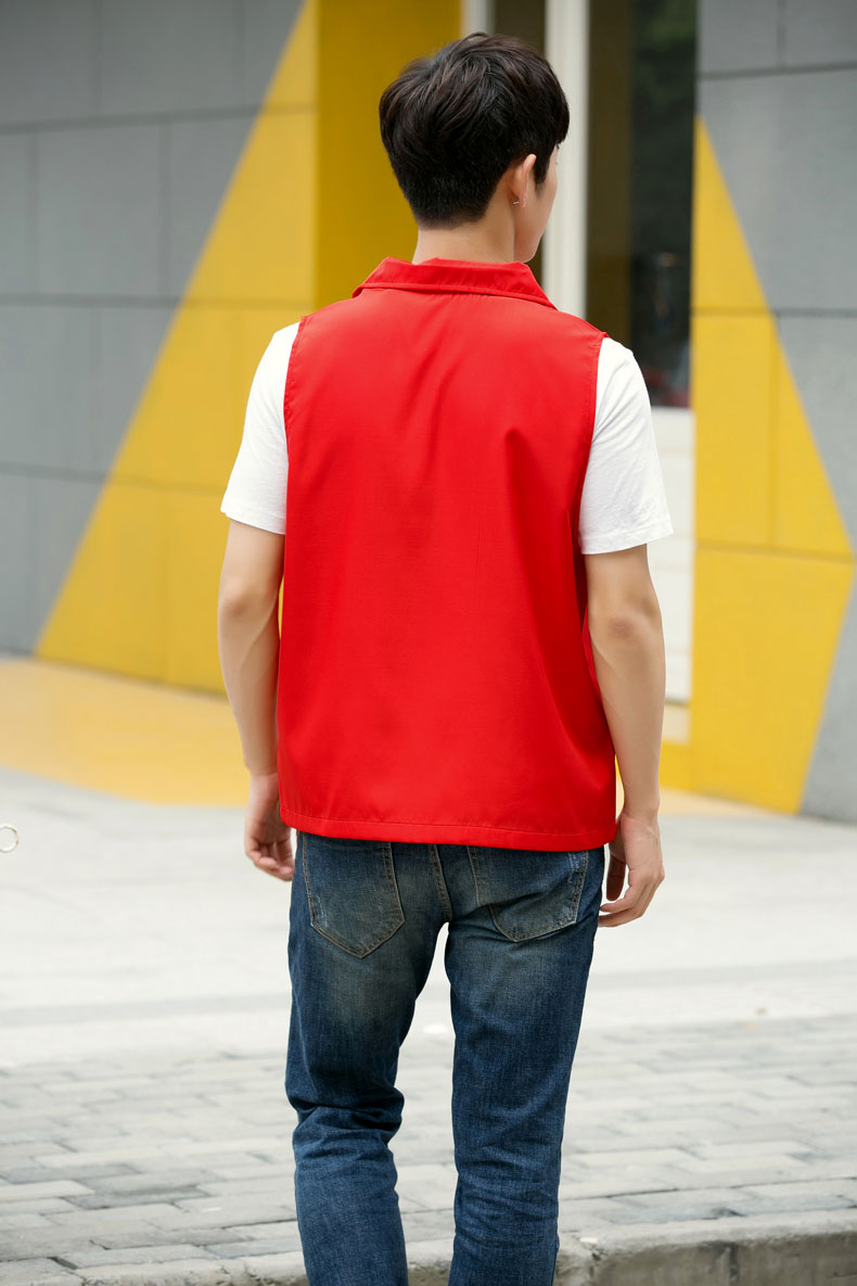 印logo定制志愿者马甲义工工作服公益活动服装v领背心纯棉红马甲(图112)