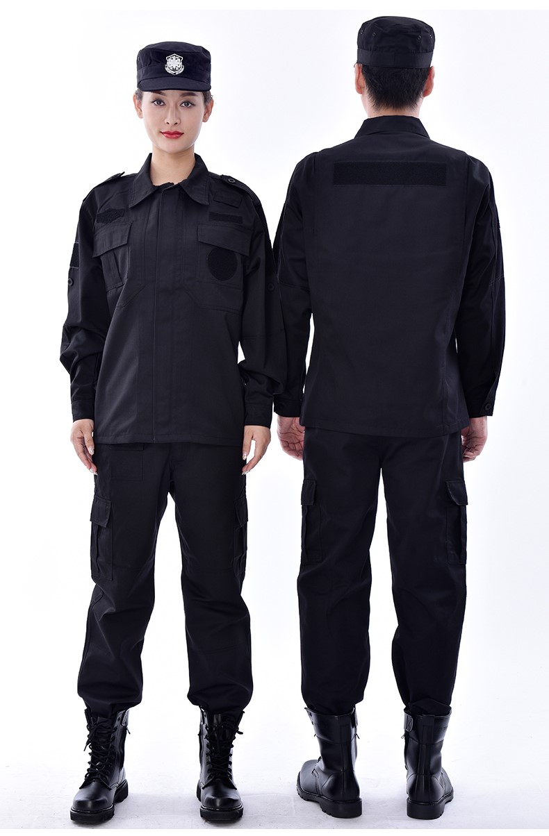 保安工作服套装男长袖春秋冬加厚冬装安保物业黑色长袖作训服制服(图9)