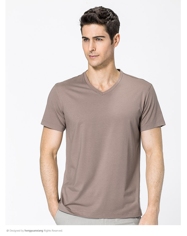 V领短袖t恤男 中青年男士纯色打底衫2019夏季新款半袖体恤(图30)