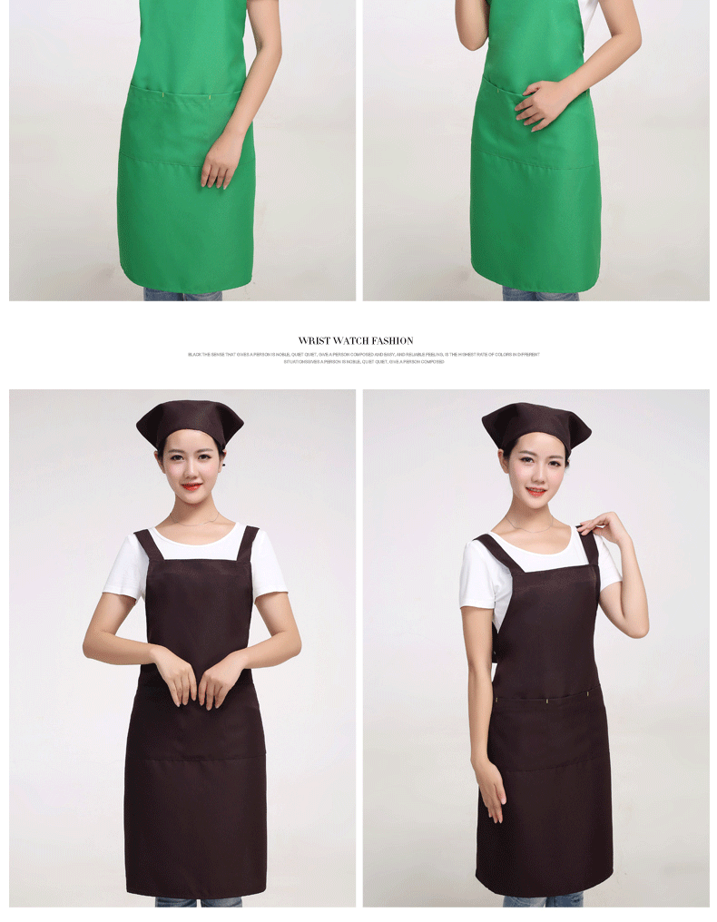 围裙女时尚工作服帆布漂亮韩版家用厨房美甲店咖啡厅带兜上班定制(图18)